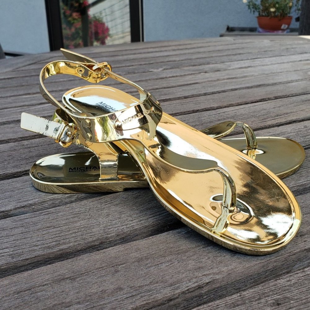 MICHAEL KORS GOLD "JELLY" SANDALS  NEW  size 7.5